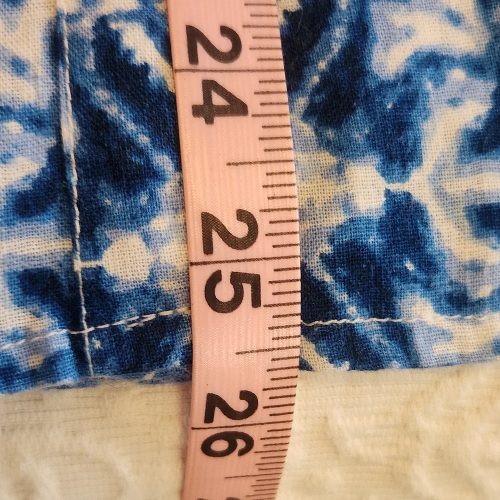 Womens Linen&Rayon Blue and White 3/4 Sleeve Shirt - Picture 5 of 8